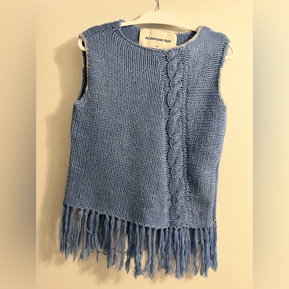 Andersson Bell Wool Scoop Neck Blue Neck Sweater Size XS - Made in Korea
